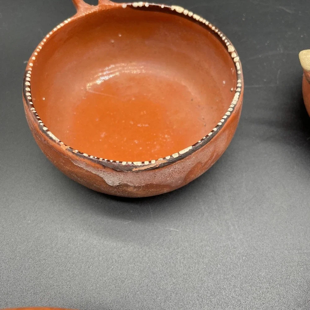 Mexican Pottery Redware Clay Vintage Nesting Bowls Set 5 Marked/Stamped Mexico